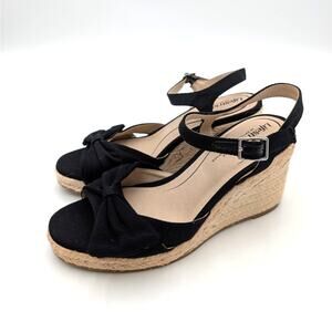 LifeStride Tahlia Espadrille Wedge Sandals Women's Black Size US7.5W EU38